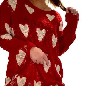 Distressed heart sweater